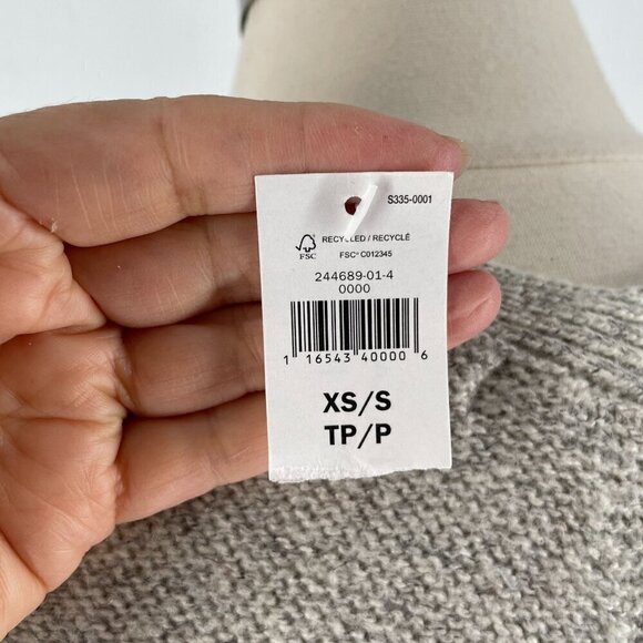 NWT Banana Republic Grey Melange Sweater Knit Poncho V-Neck Popover Fringed XS/S - Picture 8 of 8